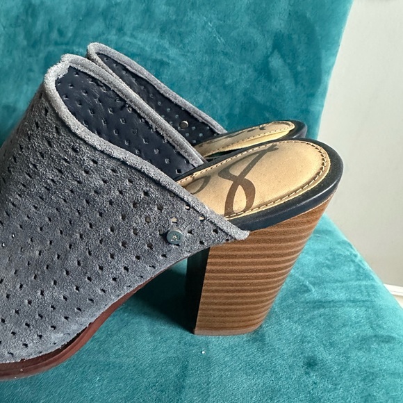 Sam Edelman Bates Denim Perforated Suede Mules - Size 7.5 - Picture 9 of 10